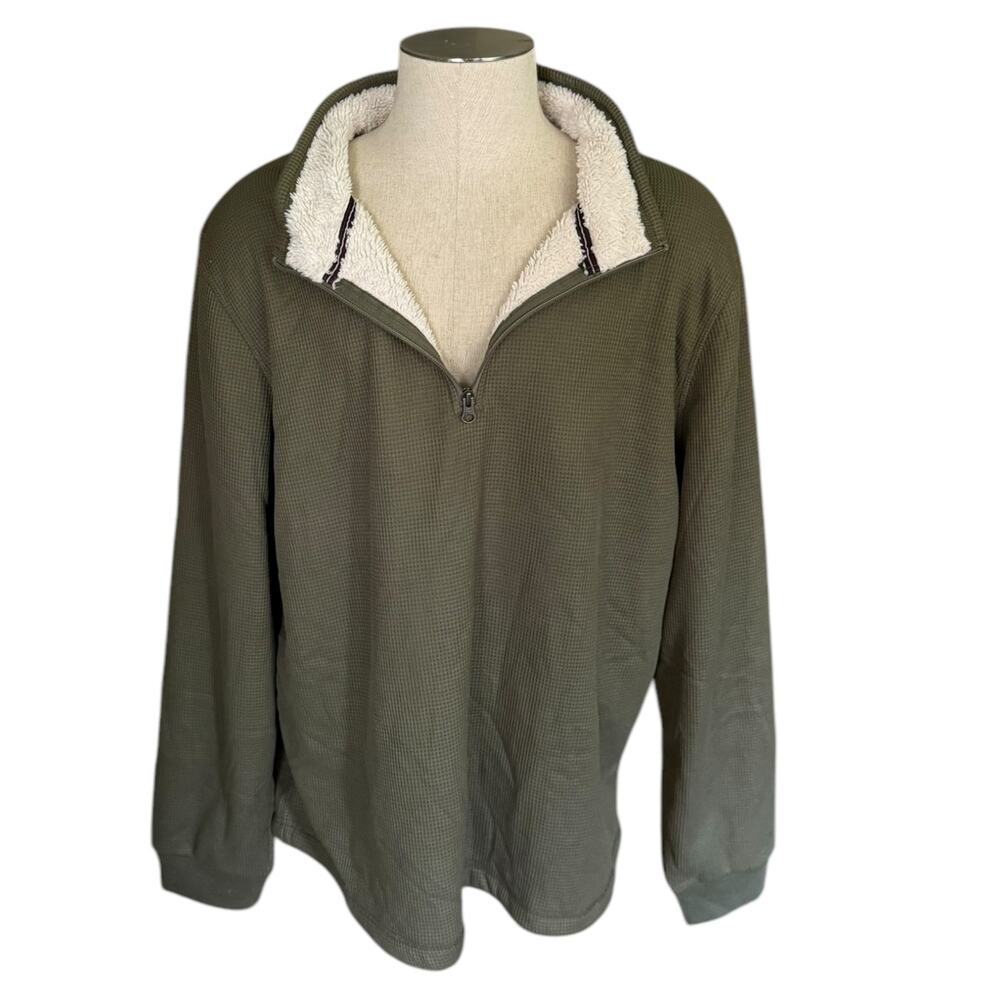 BC Clothing Sherpa Fleece Lined Quarter Zip Green Pullover XXL